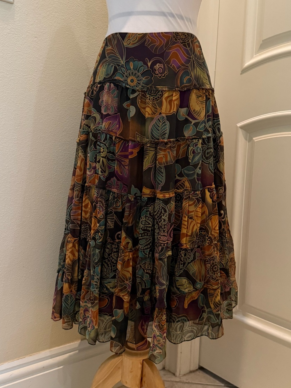 Vintage 90s ICE super full tiered silk skirt